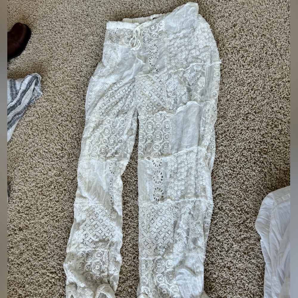 White Lace Bohemian Pants